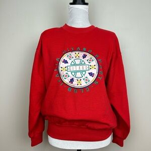 GITANO Vintage Red Crew Neck Graphic Sweatshirt 80’s 90’s Long Sleeve Top